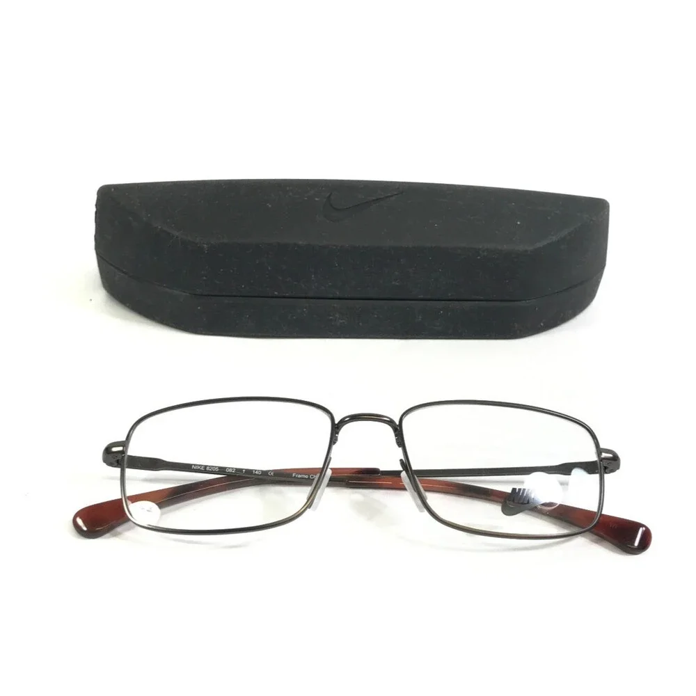Nike Eyeglasses Frames 8205 082 Dark Gray Rectangle Wire Rim 52-17-140